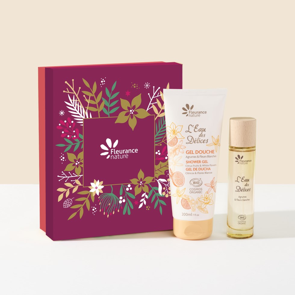 coffret eau des délices agrumes et fleurs blanches cosmétique bio